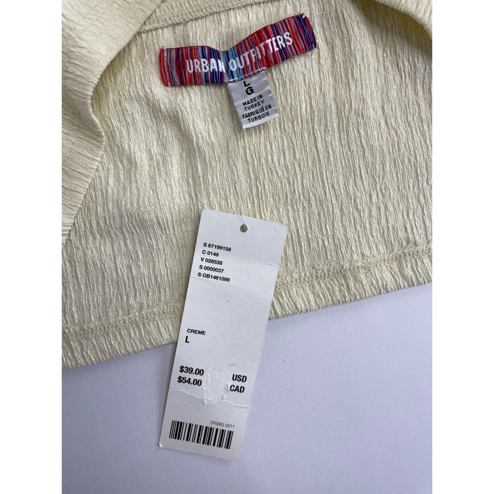 Urban Outfitters L Valeria Halter Cropped Top Cream Cutout Front Drawstring NWT - Picture 7 of 7